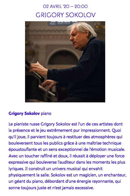 Grigory Sokolov piano.